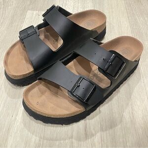 Papillio By Birkenstock Women's Arizona Chunky Black Platform Sandal SZ 10-10.5